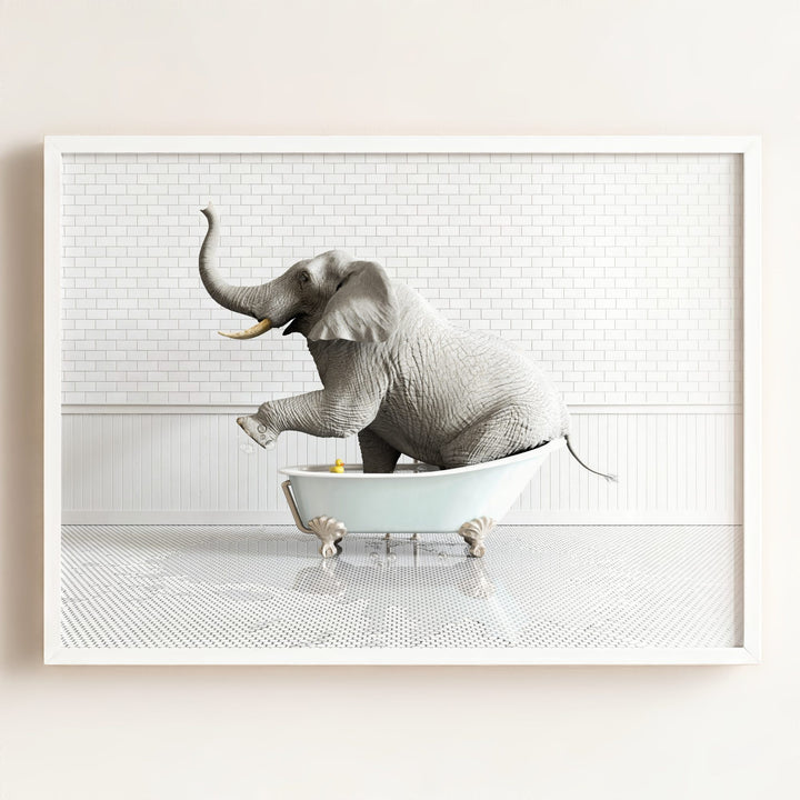 Elephant in Blue Bathtub