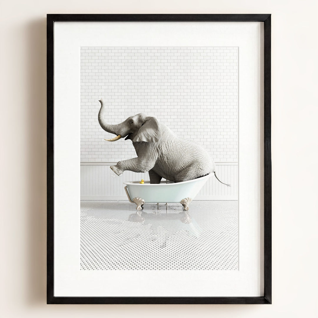 Elephant in Blue Bathtub