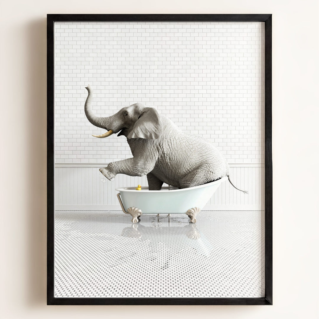 Elephant in Blue Bathtub