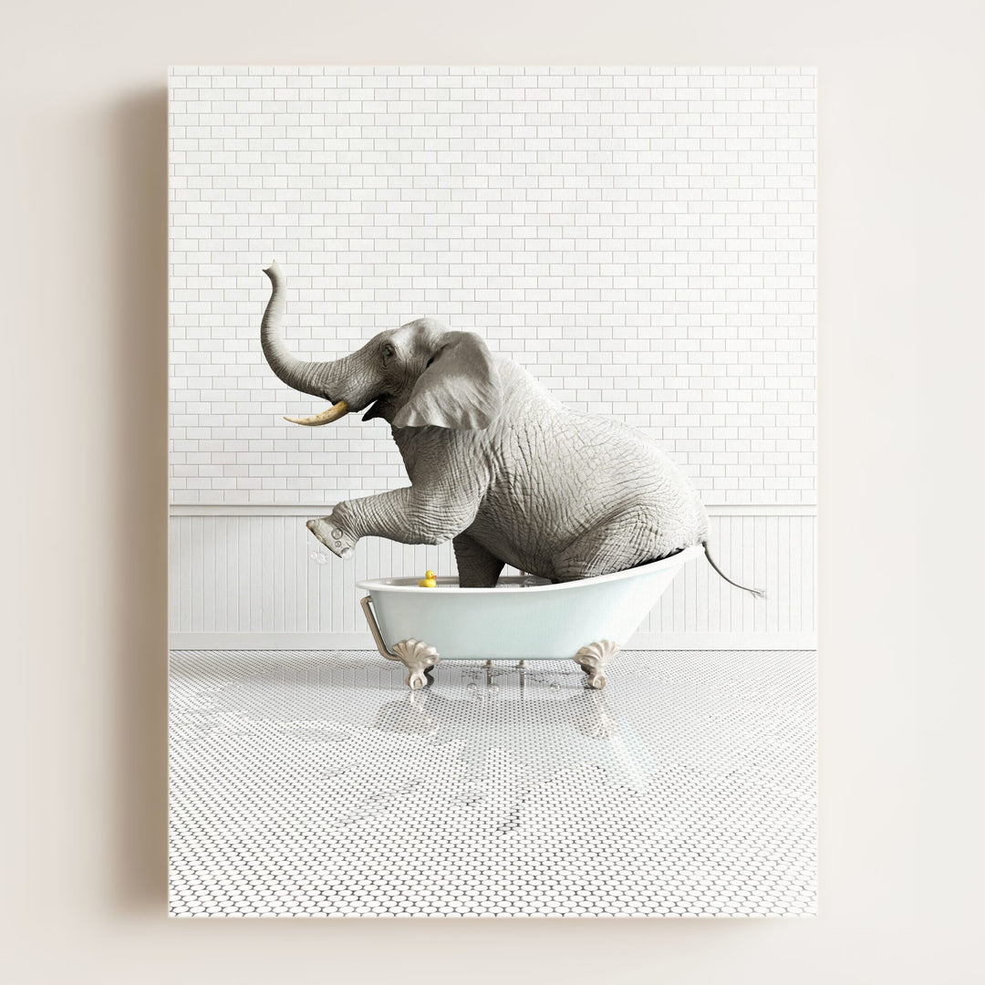 Elephant in Blue Bathtub