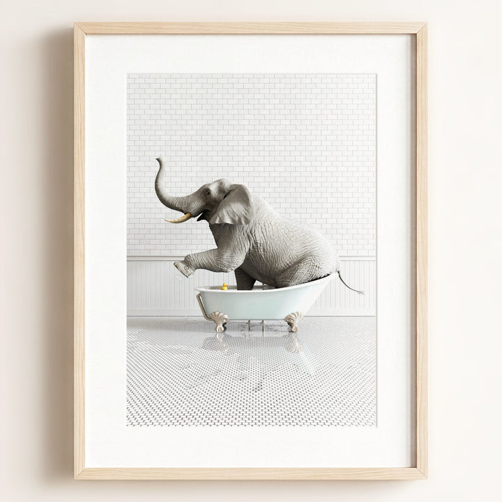 Elephant in Blue Bathtub