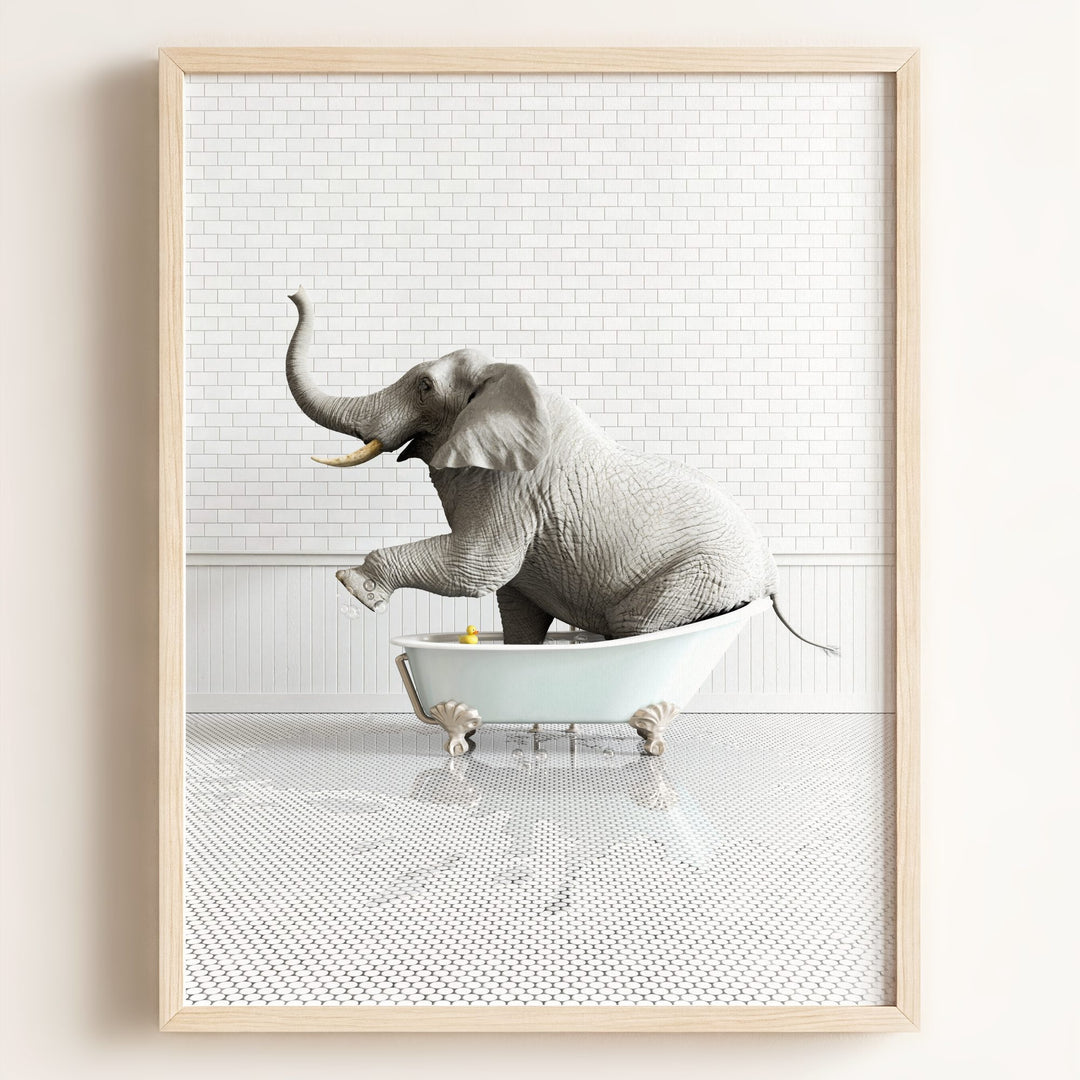 Elephant in Blue Bathtub