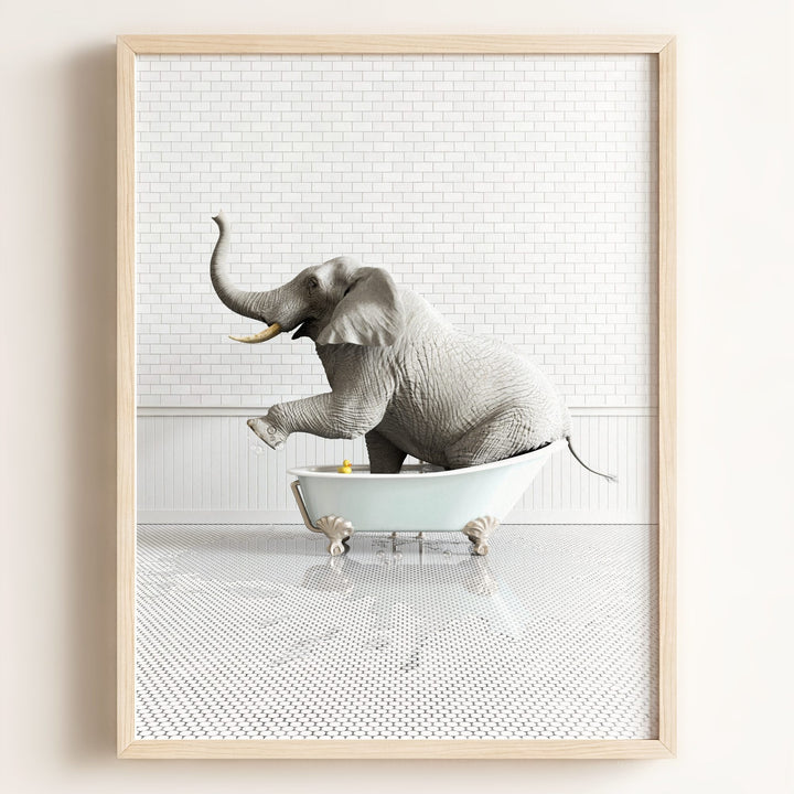 Elephant in Blue Bathtub