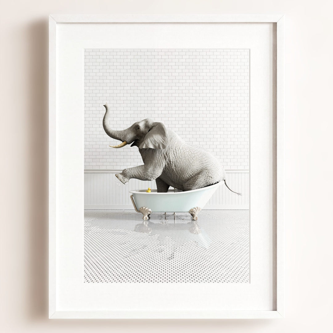 Elephant in Blue Bathtub