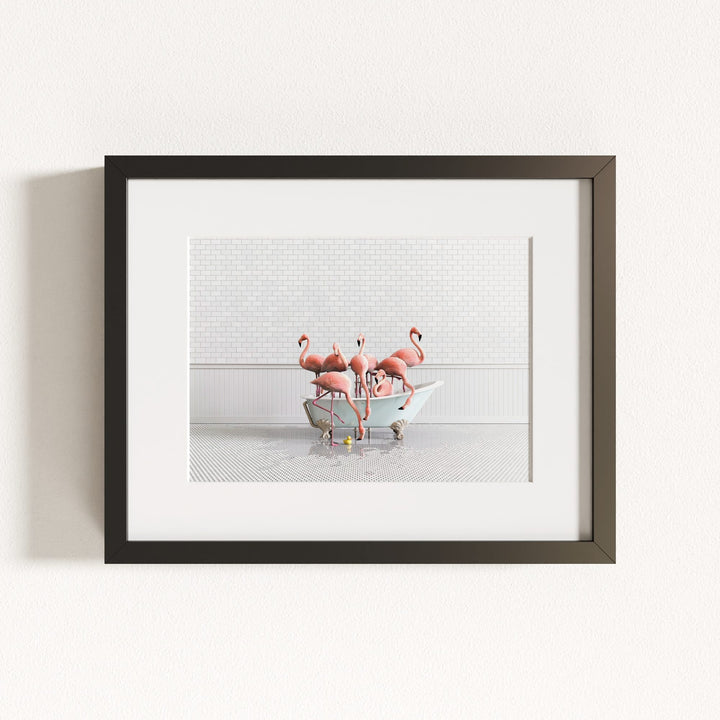 Flamingos in Blue Bathtub