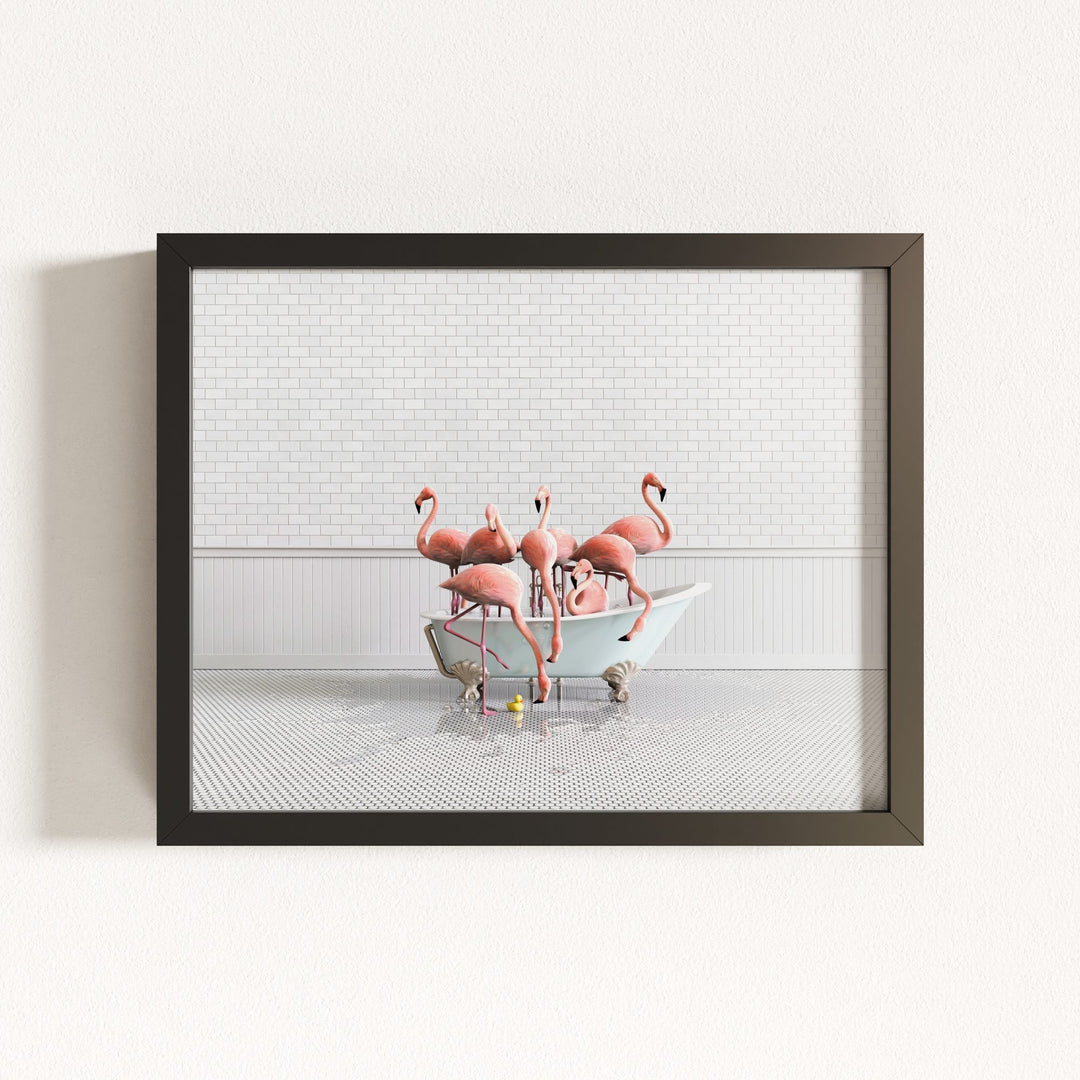 Flamingos in Blue Bathtub