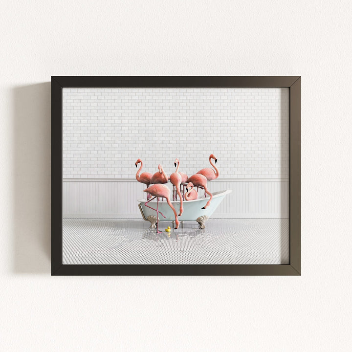 Flamingos in Blue Bathtub
