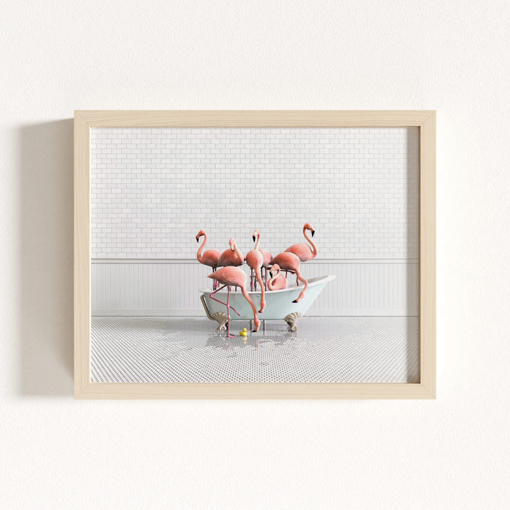 Flamingos in Blue Bathtub