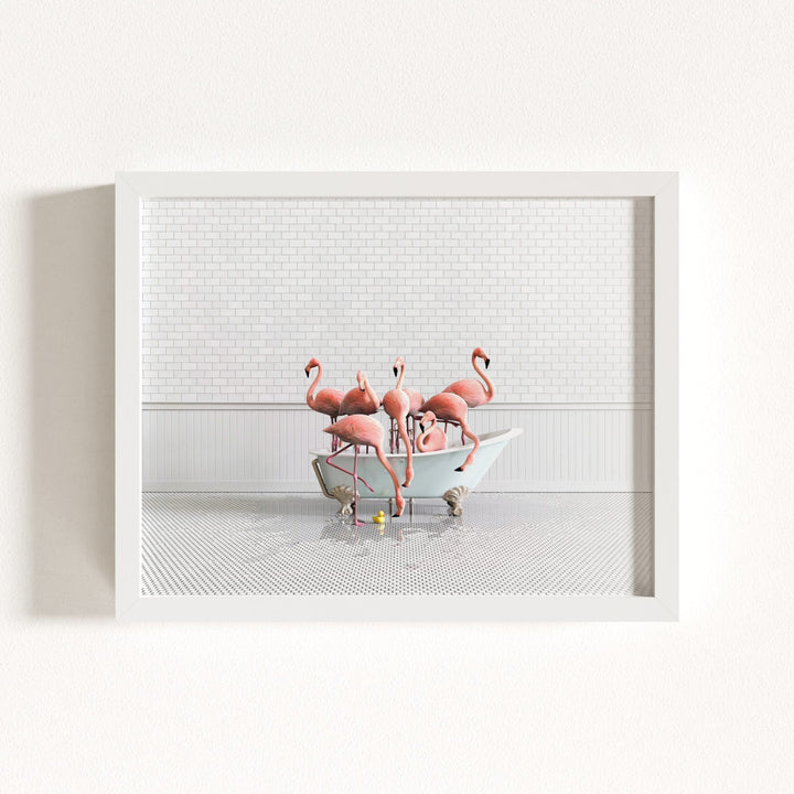 Flamingos in Blue Bathtub
