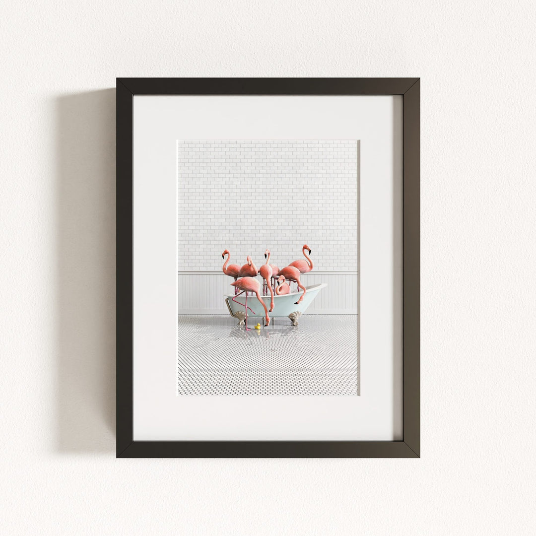 Flamingos in Blue Bathtub