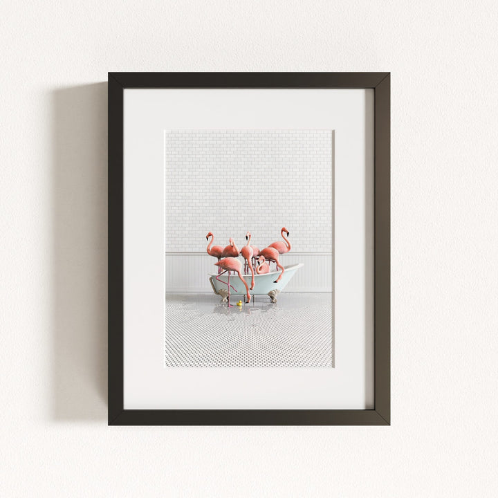 Flamingos in Blue Bathtub