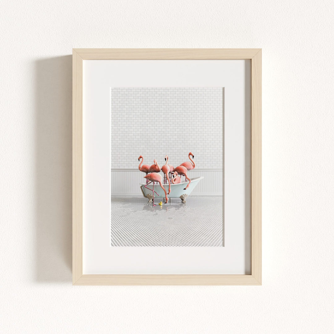 Flamingos in Blue Bathtub