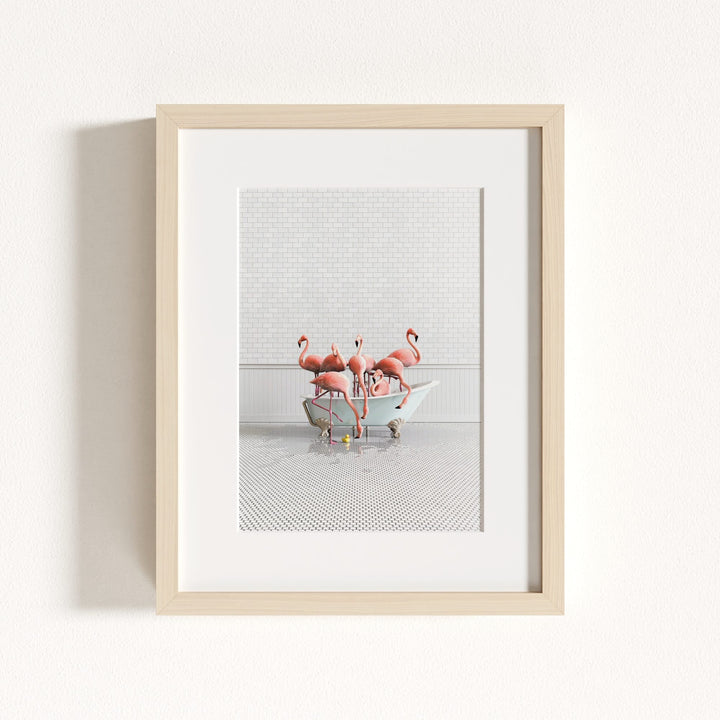 Flamingos in Blue Bathtub