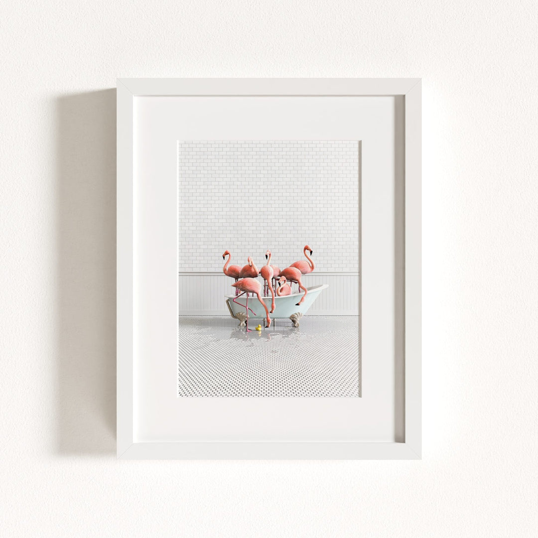 Flamingos in Blue Bathtub