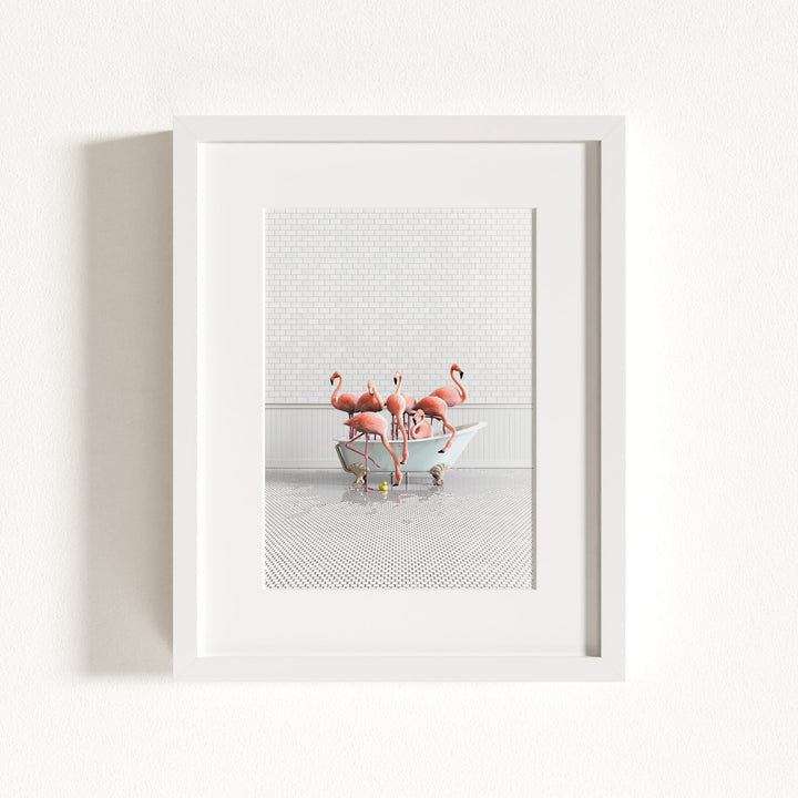 Flamingos in Blue Bathtub