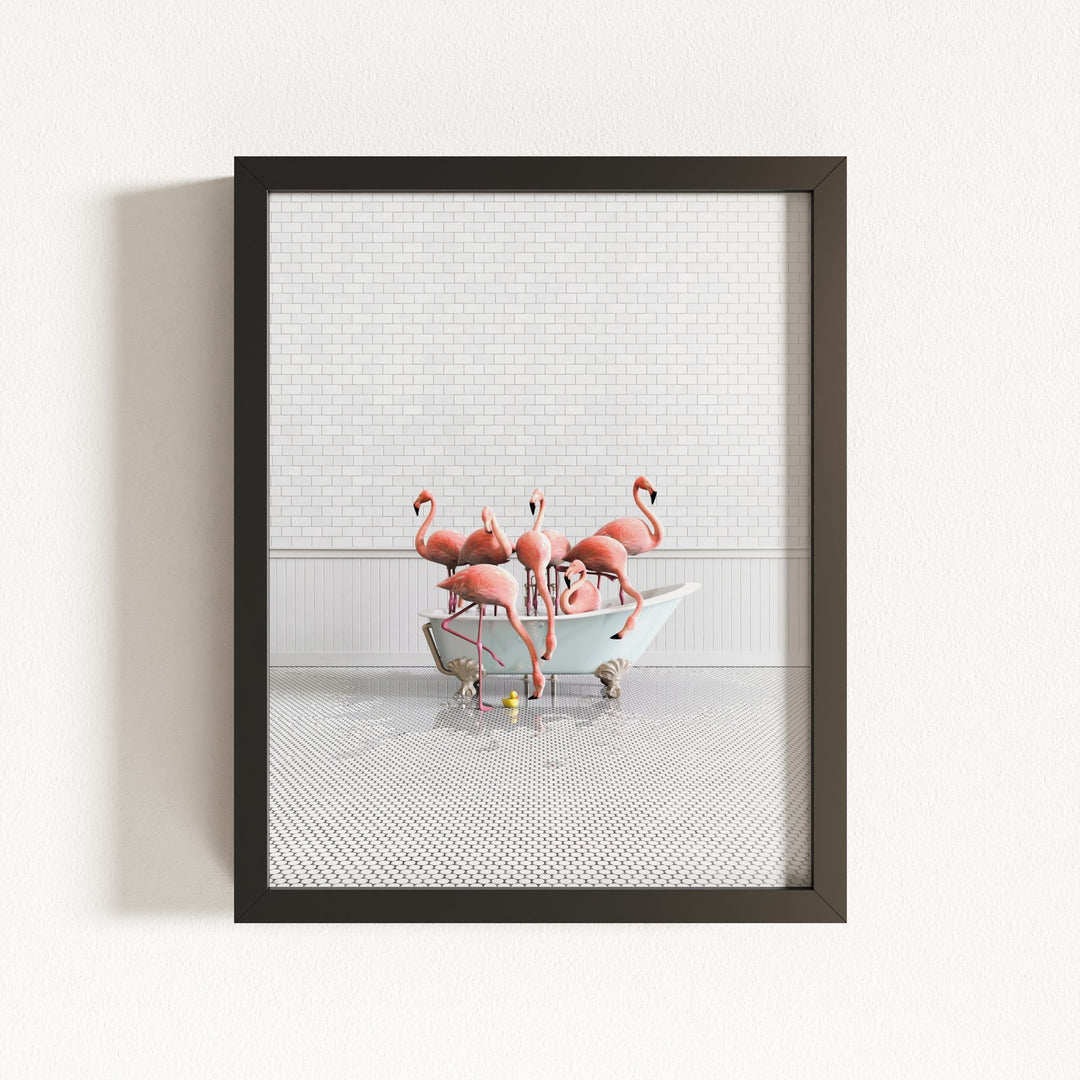 Flamingos in Blue Bathtub