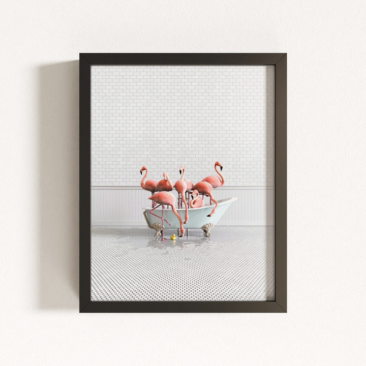 Flamingos in Blue Bathtub