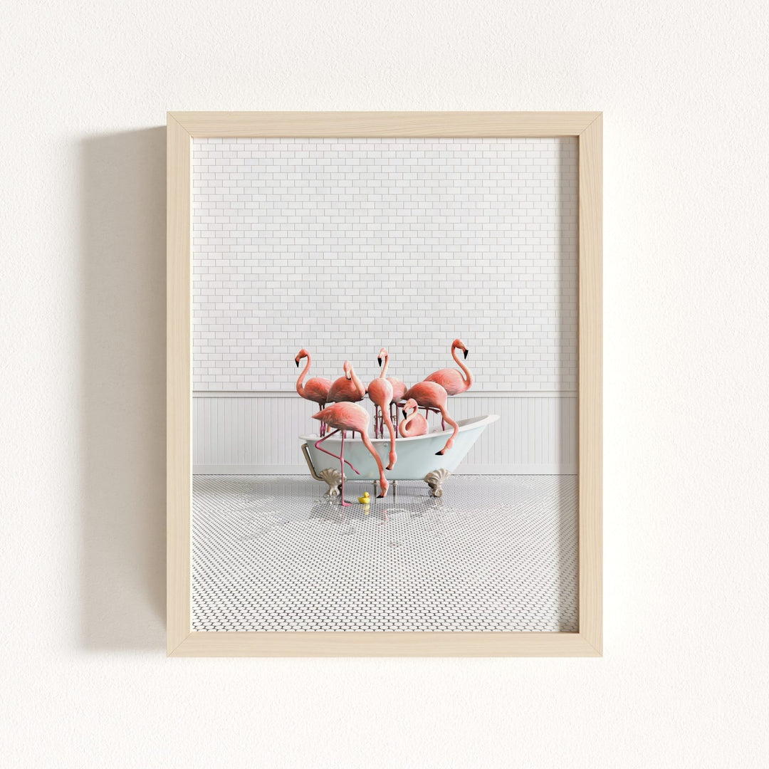 Flamingos in Blue Bathtub