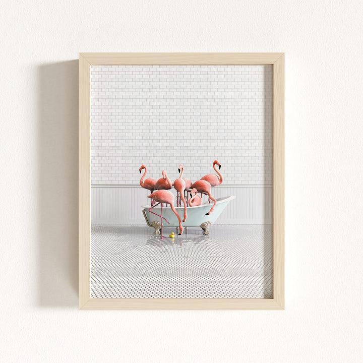 Flamingos in Blue Bathtub