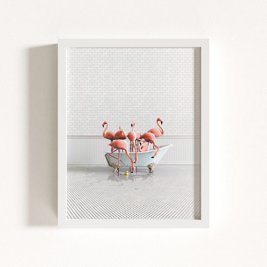 Flamingos in Blue Bathtub