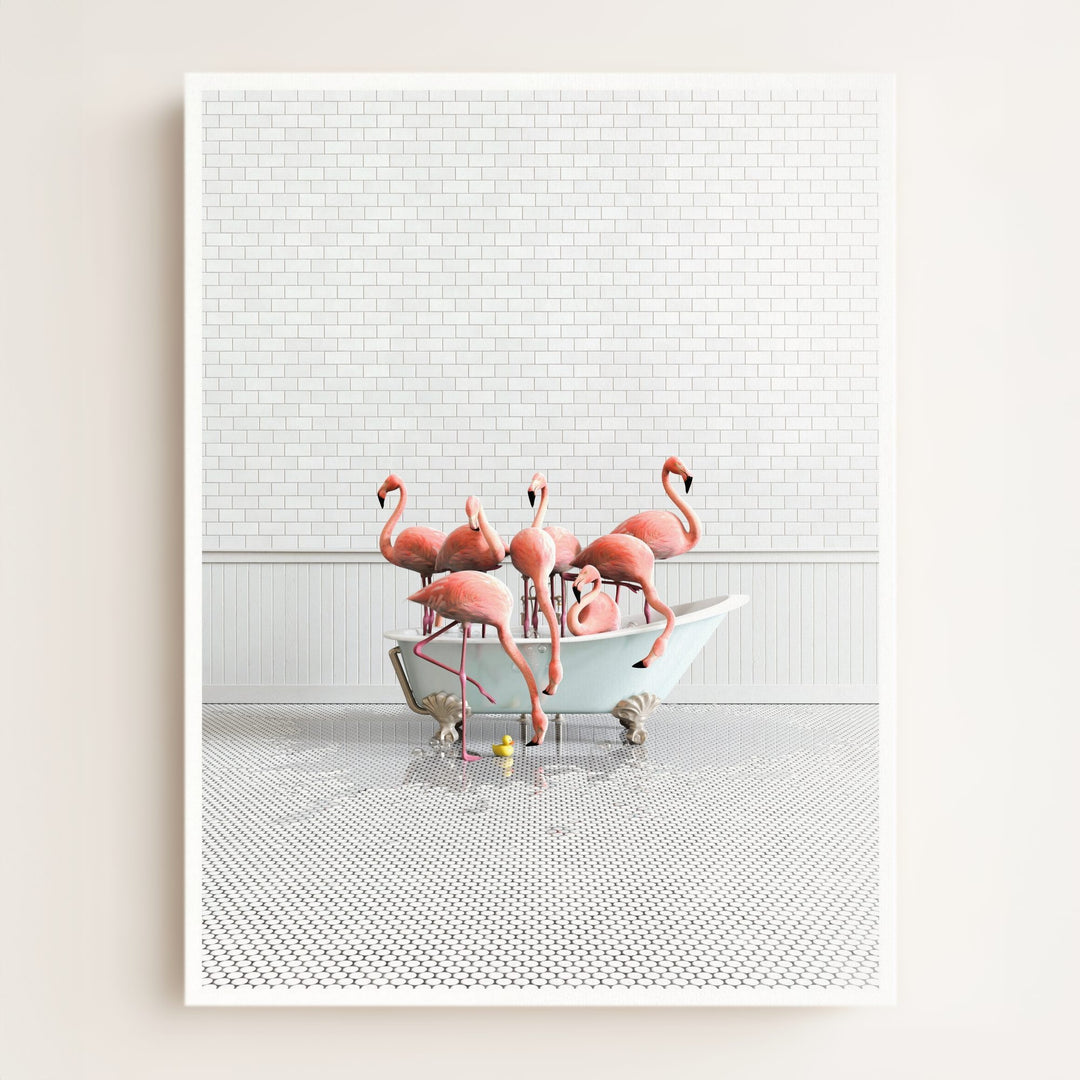 Flamingos in Blue Bathtub