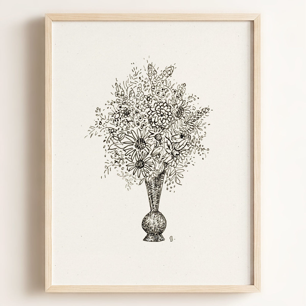 Flower Vase Art Print — Framed