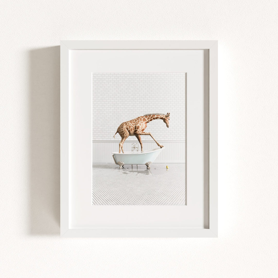 Giraffe in Blue Bathtub