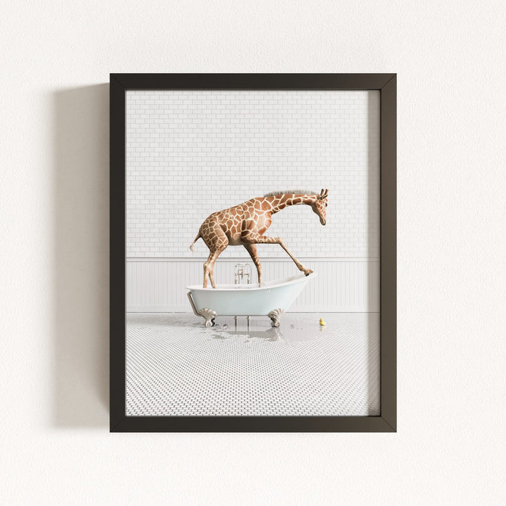Giraffe in Blue Bathtub