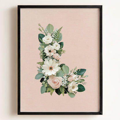Heirloom Floral Alphabet Prints — Framed