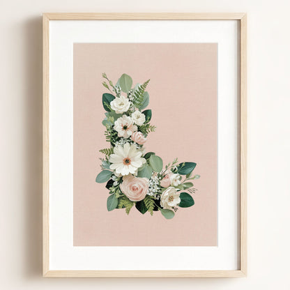 Heirloom Floral Alphabet Prints — Framed
