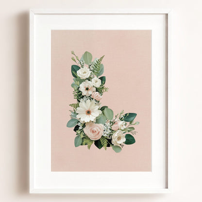 Heirloom Floral Alphabet Prints — Framed