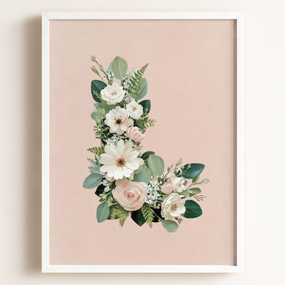 Heirloom Floral Alphabet Prints — Framed