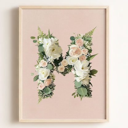 Heirloom Floral Alphabet Prints — Framed
