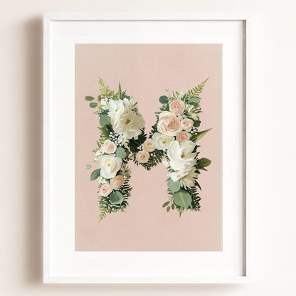 Heirloom Floral Alphabet Prints — Framed