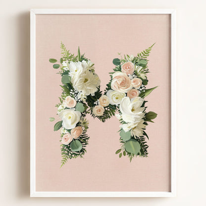 Heirloom Floral Alphabet Prints — Framed