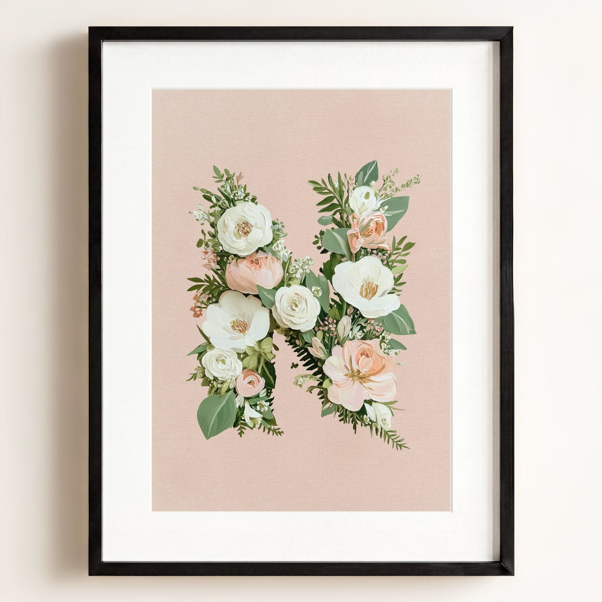 Heirloom Floral Alphabet Prints — Framed