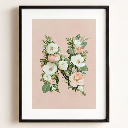 Heirloom Floral Alphabet Prints — Framed