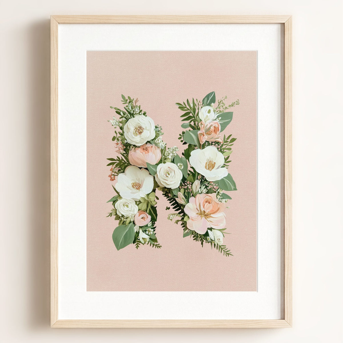 Heirloom Floral Alphabet Prints — Framed