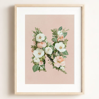 Heirloom Floral Alphabet Prints — Framed