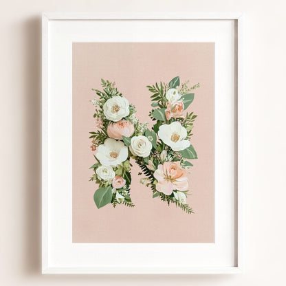 Heirloom Floral Alphabet Prints — Framed