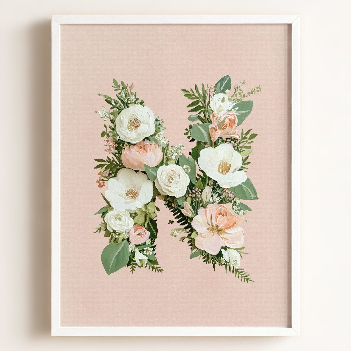 Heirloom Floral Alphabet Prints — Framed