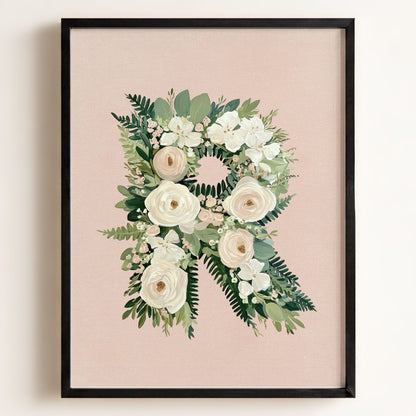 Heirloom Floral Alphabet Prints — Framed