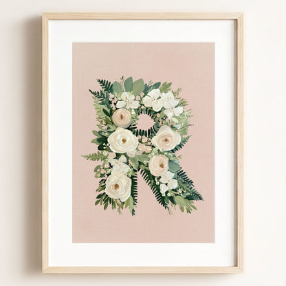 Heirloom Floral Alphabet Prints — Framed