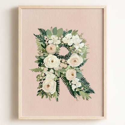 Heirloom Floral Alphabet Prints — Framed
