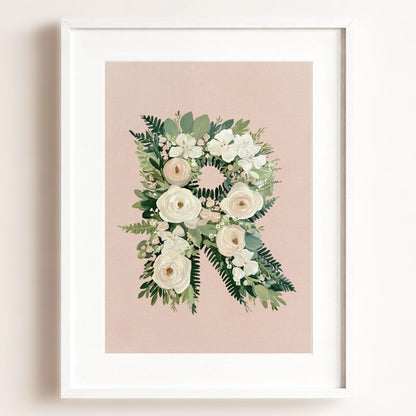 Heirloom Floral Alphabet Prints — Framed