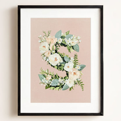 Heirloom Floral Alphabet Prints — Framed