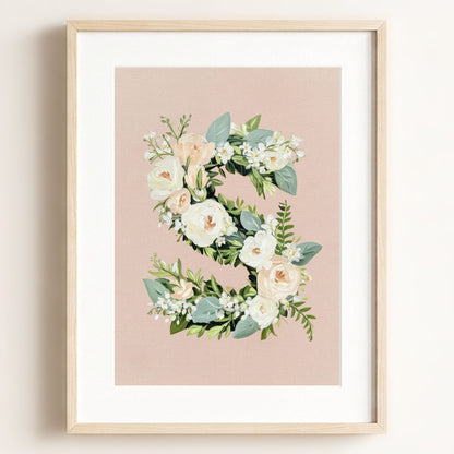 Heirloom Floral Alphabet Prints — Framed