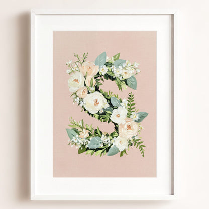Heirloom Floral Alphabet Prints — Framed