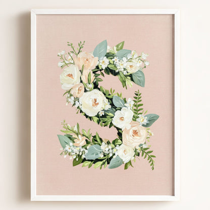 Heirloom Floral Alphabet Prints — Framed