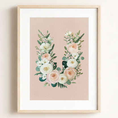 Heirloom Floral Alphabet Prints — Framed
